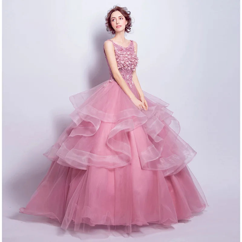 Ball Gown Evening Prom Dresses Lace Appliques Formal Prom Gowns Simple Floor-Length Vestidos