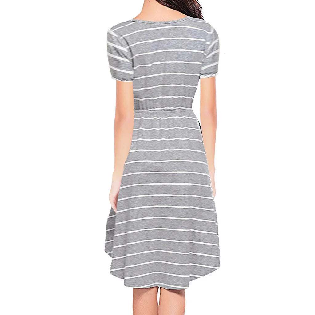 Summer Maternity Care Striped Dresses Pregnant Women Pajamas Multifuntional Mother Breastfeed Dress Premama Baby Shower Clothes