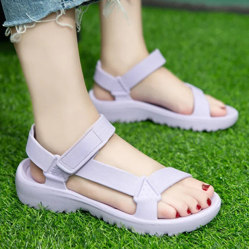 Sandals Woman Summer 2025 New Fashion Platform Sport Casual Flat Sandals Non-slip Outdoor Beach Sandalias Chaussure Femme