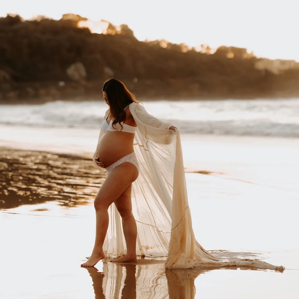 Maternity Gown For Photo Shoot Sexy Transparent Chiffon Beach Robe For Photo Shoot PropsPhotography Dress For Women