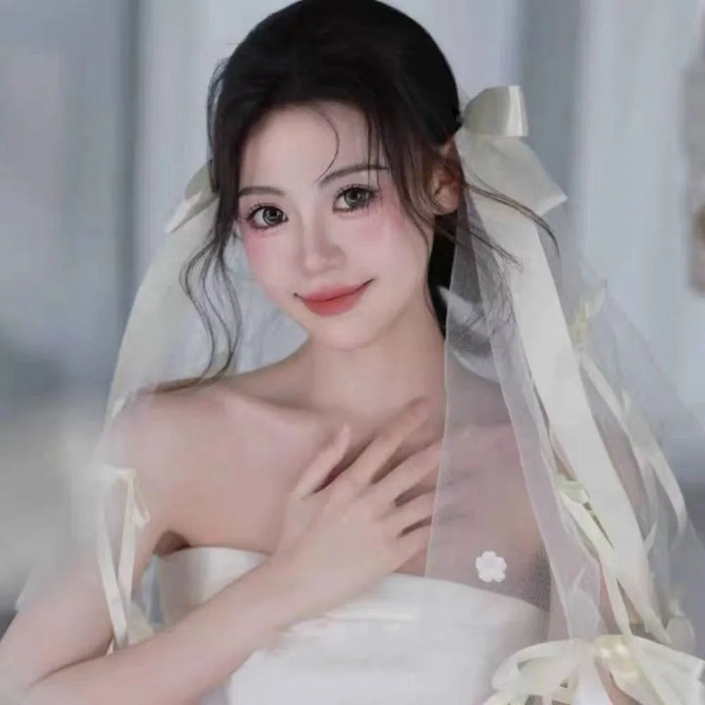 Stylish Versatile Bridal Veils Bow Tulle Bride Head Gauze Fairy White Wedding Headwear Bride Accessories
