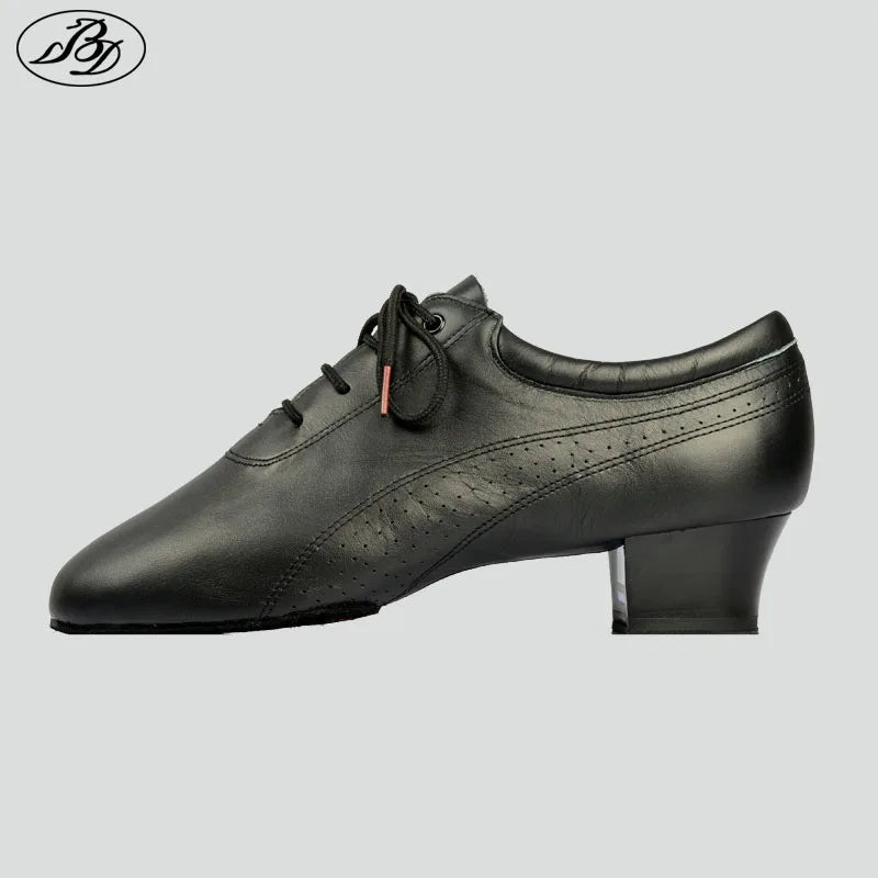 BD Dance Men Latin Dance Shoes 424 Split Outsole Soft Leather Professional Dancesport Shoe Elastic Heel Ballroom Dancing Shoes