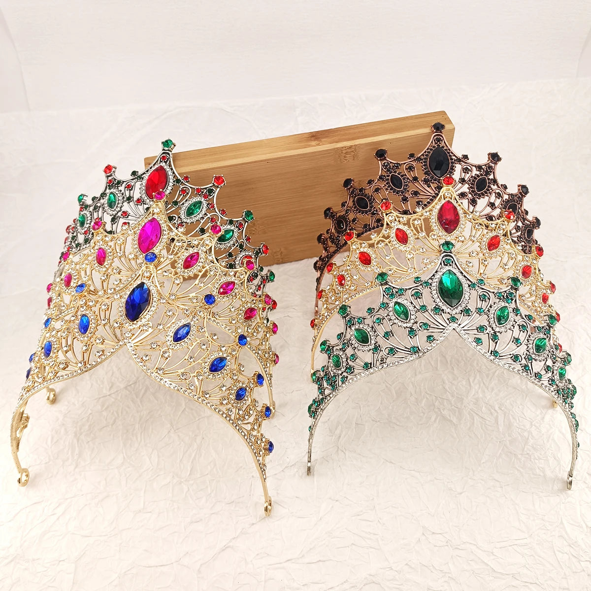 Bridal Headwear Colourful Women's Ballroom Crown Baroque Crystal Tiaras And Crowns Bridal Wedding Hair Accessories Jewelry