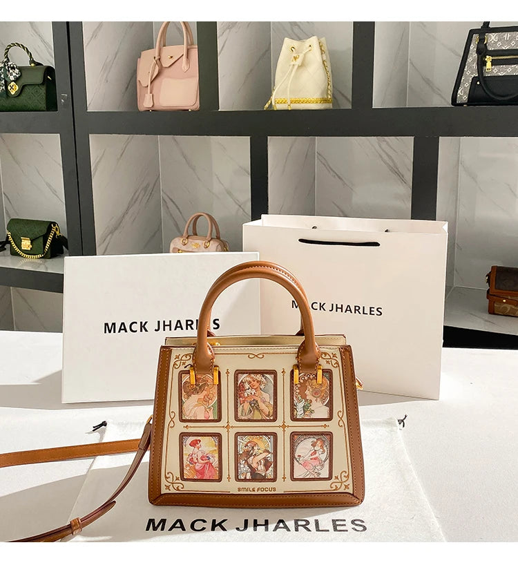 Women's handbag with high-end contrasting colors, carrying mother's bag 2024 new retro designer single shoulder crossbody bag