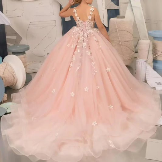 Kingbridal Flower Girl Dresses for Wedding Lace Princess First Communion Formal Dresses Tulle Pageant Ball Gowns Princess Dress