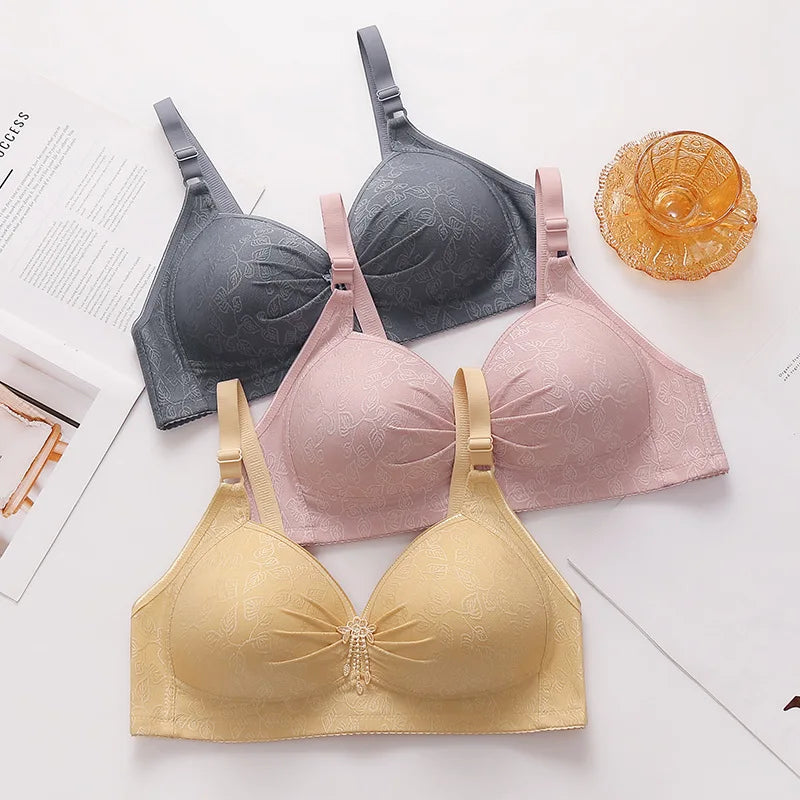 New Bra Women Comfortable Breathable Large Size Underwear 36-50 B C Cup Without Steel Ring Push up Brassiere Lady Lingerie