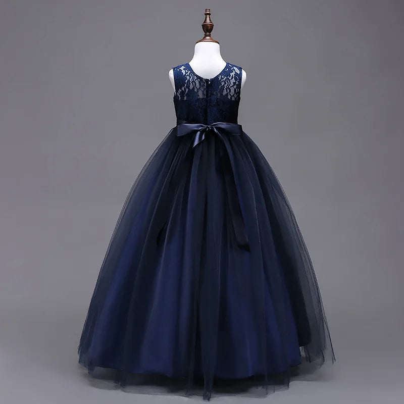 Teen Elegant Dresses For Girls Lace Dress Embroidered Gown Princess Children Formal Evening Kids Flower Girls Wedding Vestidos
