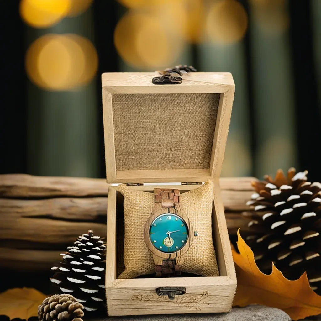 Wood Wrist Watch For Women Simulated Diamond Dial Wooden Clock Wife Girlfriend Fashion Anniversary Personalized Giftsfor Ladies