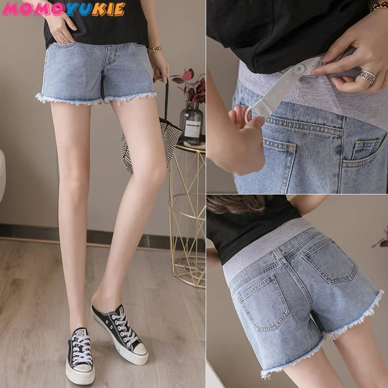 Summer maternity short pants pregnancy shorts pregnant Stretch jeans maternity shorts belly denim pants Abdomen Loose M-XXL
