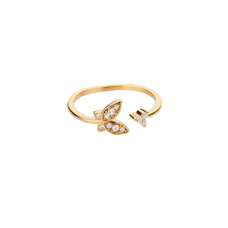 AAA Zircon Simple Geometric Ring Elegant Women's Daily Work Opening Adjustable Rings for Women Bridal Engagement Jewelry Gift