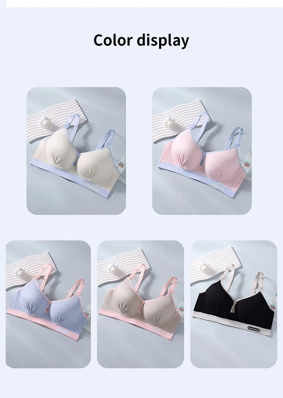 Maternity Nursing Bra No Underwire Front Open Gathered Support Cups Bralette Soft Comfort for Pregnant Women Underwear Clothing