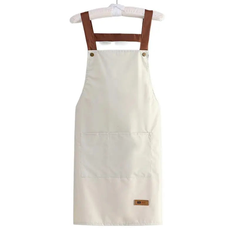 Kitchen Apron Rivet Strap Leather Apron Multi-functional Stain-resistant Oil-proof Waterproof Cooking Solid Color Hotel Workwear