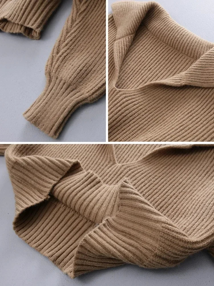 Women's Sweaters Fall/winter 2025 New In Deep V Lapel Pullover Sweater Camisole Two-piece Set Sweater Set Office Lady Jumpers