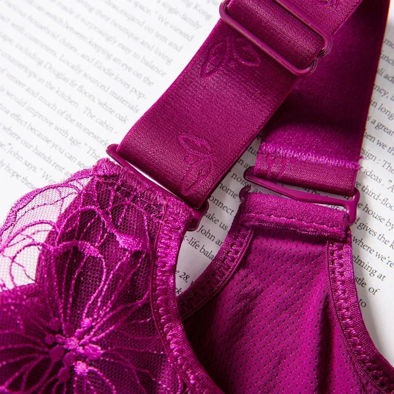 Embroidery Bras for Women Lingerie Sexy Bra Bralette Solid Plus Size Lace Bra Thin Push Up Bra 2024 Fashion CD Cup Backless Bra