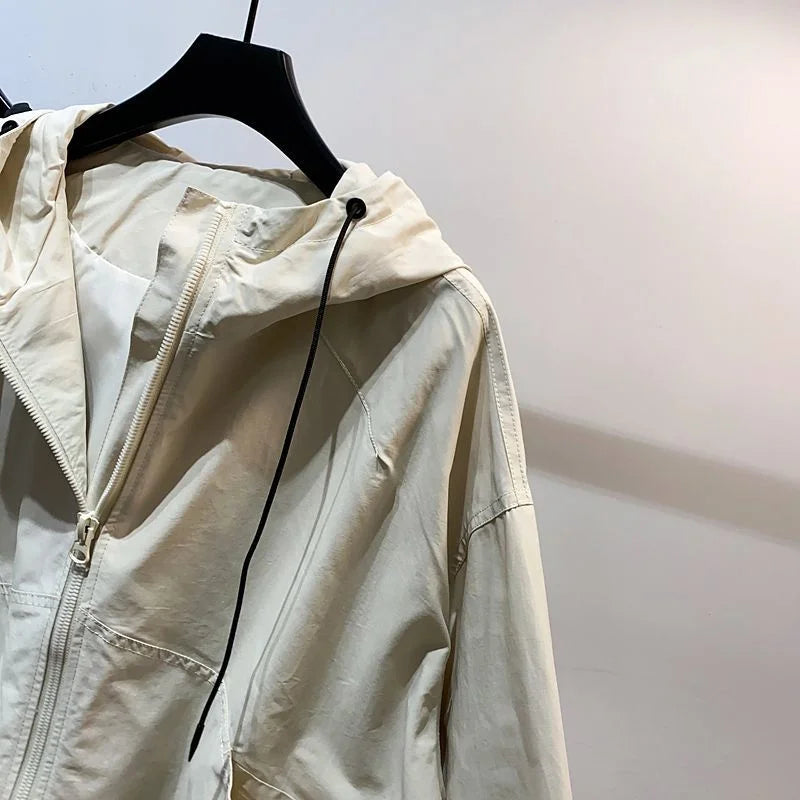 Jackets Women Hooded Summer Sun-proof Zipper Coats Thin Loose See Through Outerwear Breathable Outwear Lightweight Clothes