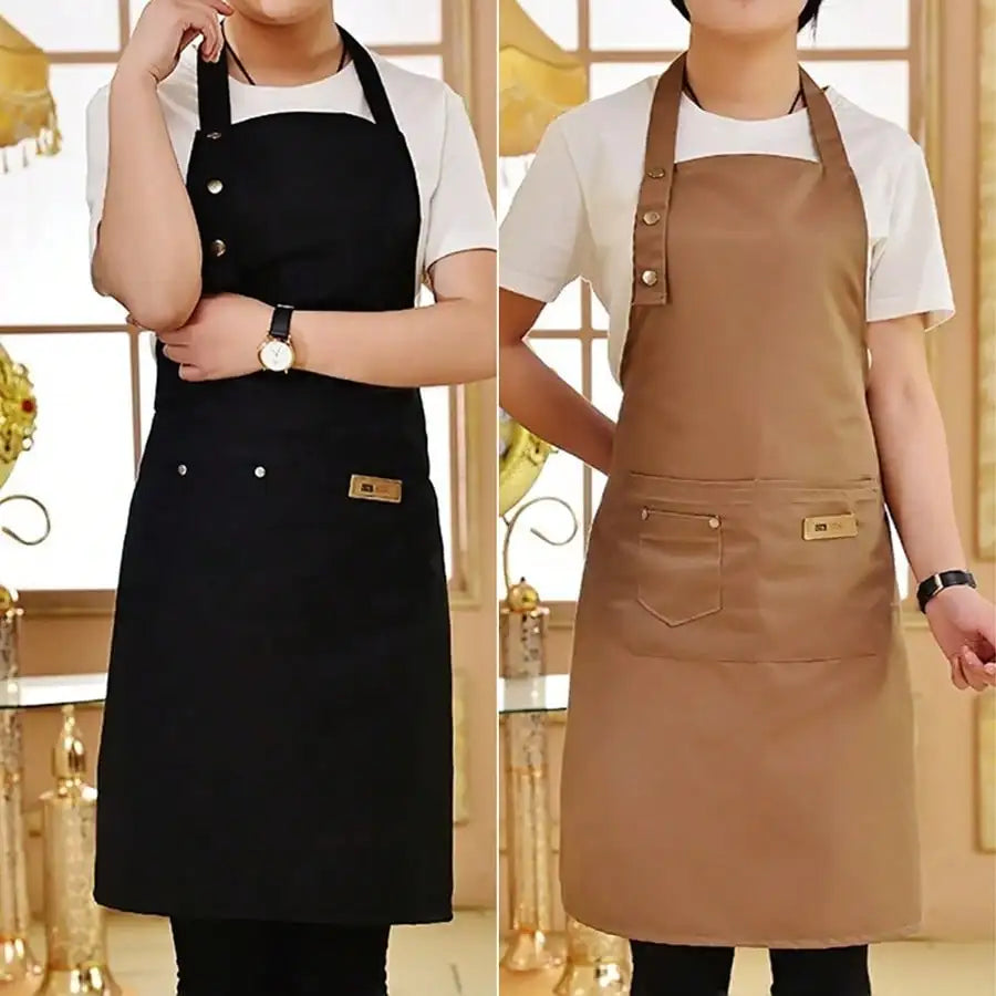 1Pc Kitchen Waterproof Oil-Proof Apron for Home Use, Aprons with Pockets, Polycotton Stain-Resistant Kitchen Aprons, Cooking Aprons