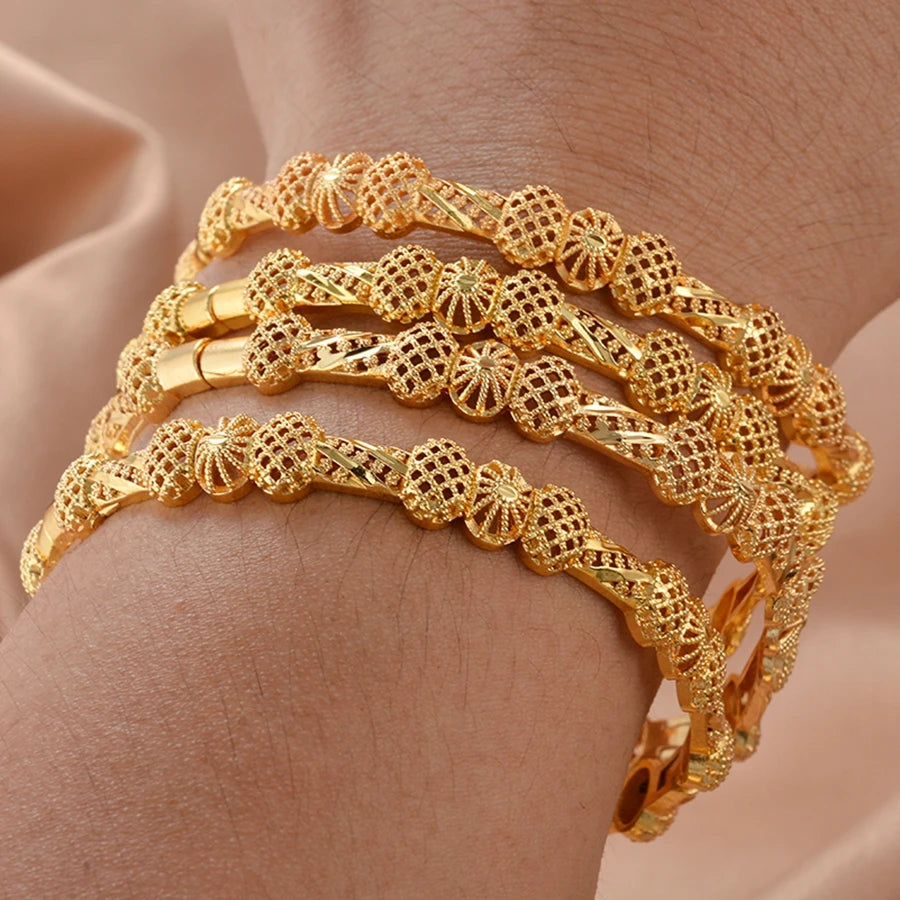 Women bangles Middle Eastern Bangles Gold Color Arab Bracelets for Wife girls wedding jewelry