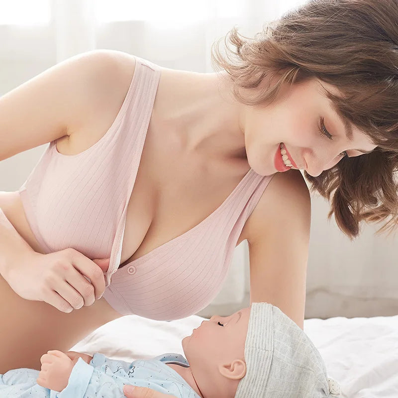Sexy Vest-style Comfortable Maternity Bra Breathable Gathering Thin Nursing Underwear for Women Bra Comfortable Underwear Cotton