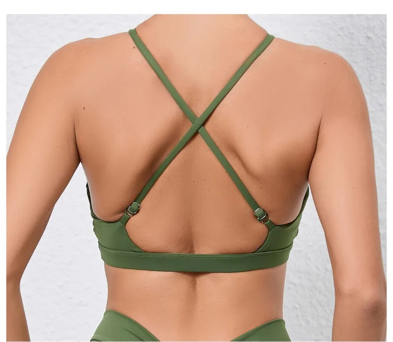 Women's Yoga Bra - Running Cross Back Breathable Naked Feel Sports Fitness Bra  for Yoga Running Gym Top