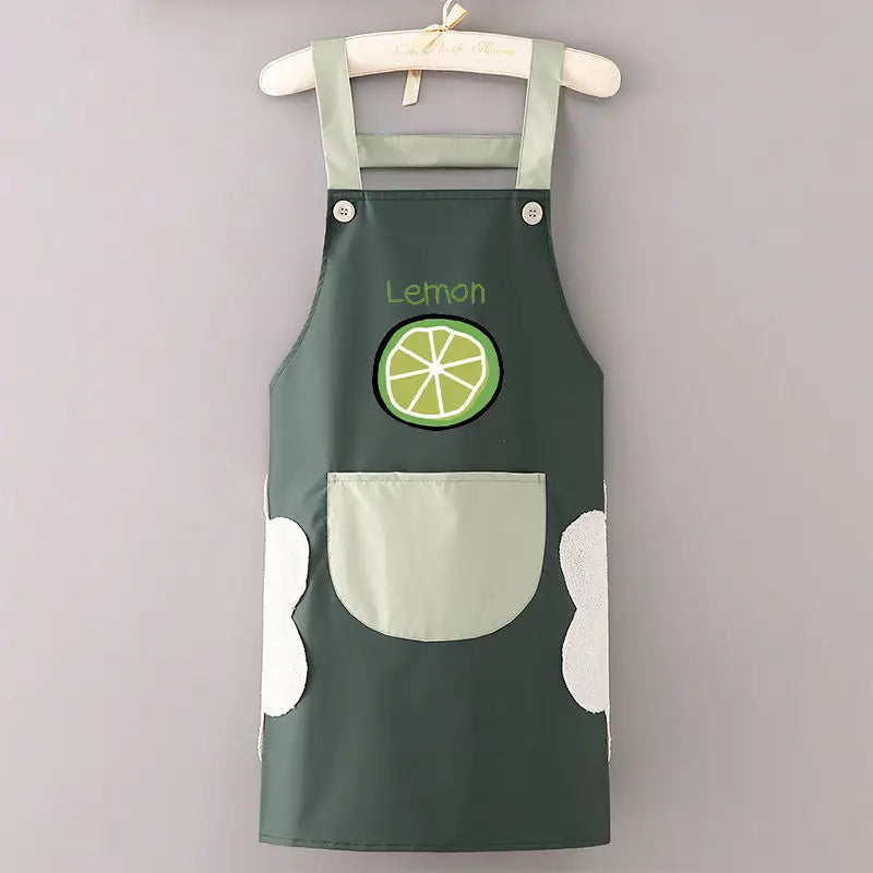 Kitchen Aprons for Woman Men Chef Work Apron for Grill Restaurant Bar Shop Cafes Beauty Nails Studios Uniform Avocado Lemon