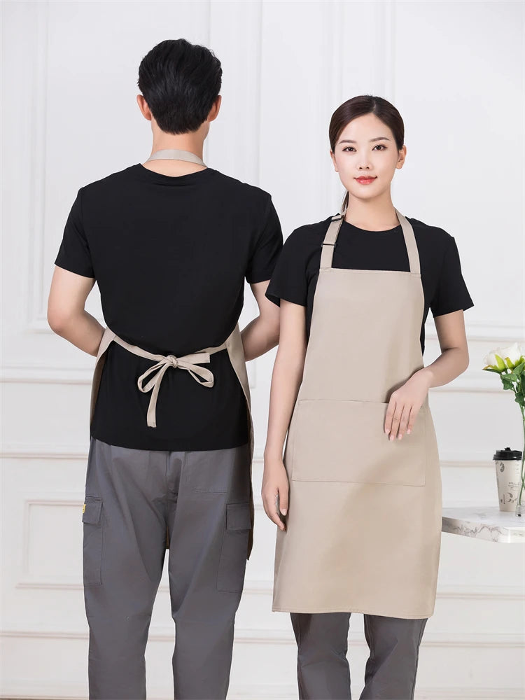 Women's Kitchen Apron for Woman Men Chef Work Apron for Grill Restaurant Bar Cafes Beauty Nails Studios Cleaning Smock