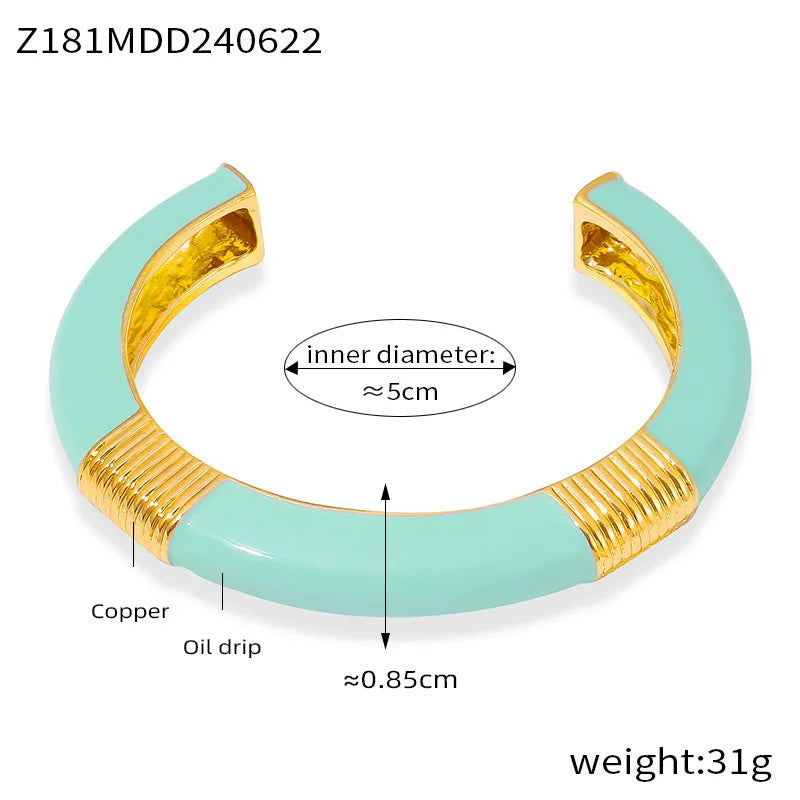 Vintage Enamel Bracelet Bangles For Women 18K Gold Plated Waterproof Women's Hand Bracelets Cuff Bangle Fashion Ladies Jewelry
