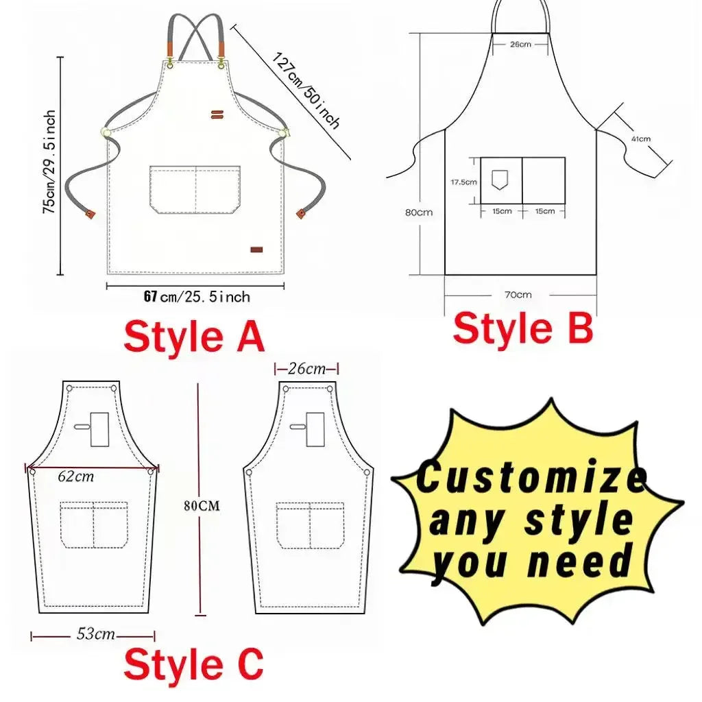 Kitchen Waterproof Apron Manufacturers Customized Logo Apron With Pockets for Restaurant Bar Shop Cafes Beauty Nails Studios