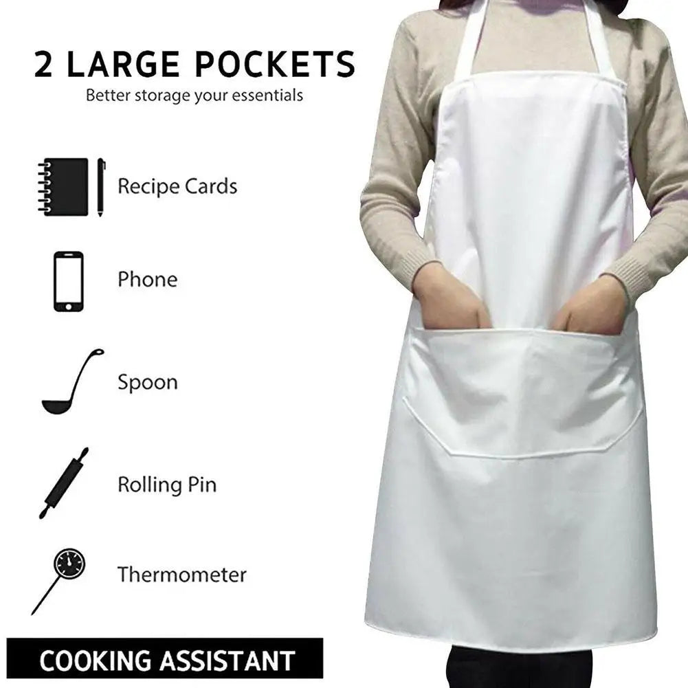 1PCS Kitchen Chef Apron For Cooking Baking Cleaning Cotton Blend With Waterproof Layer Lager Coverage Adjustable Neck Strap Tool