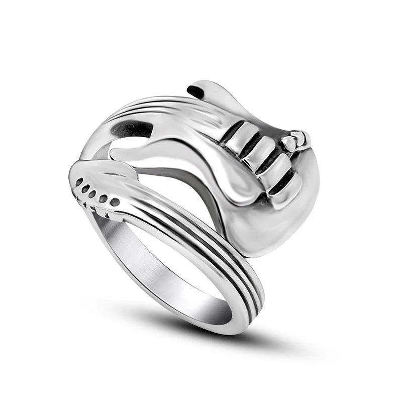 Hip Hop Rock Music Electric Guitar Men'S Rings 2024 Trend Adjustable Finger Rings Party Jewelry Gifts Fashion Accessories