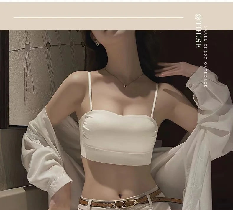 Bra Underwear For Women With anti Stray Light Wrap, Thin Shoulder Straps, Thin Back Vest, Sexy Bra, All In One For External Wear