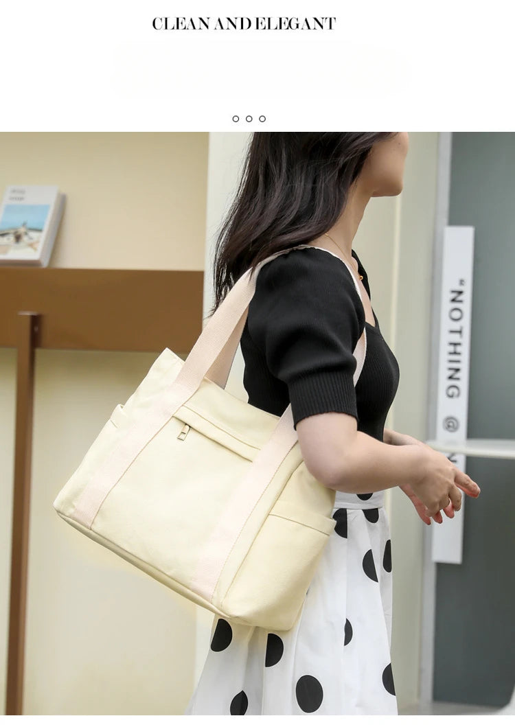 Women's handbag Fashionable Women's Canvas Top-Handle Bag for Daily Commuting and College Style Student Outfit Shoulder Bag