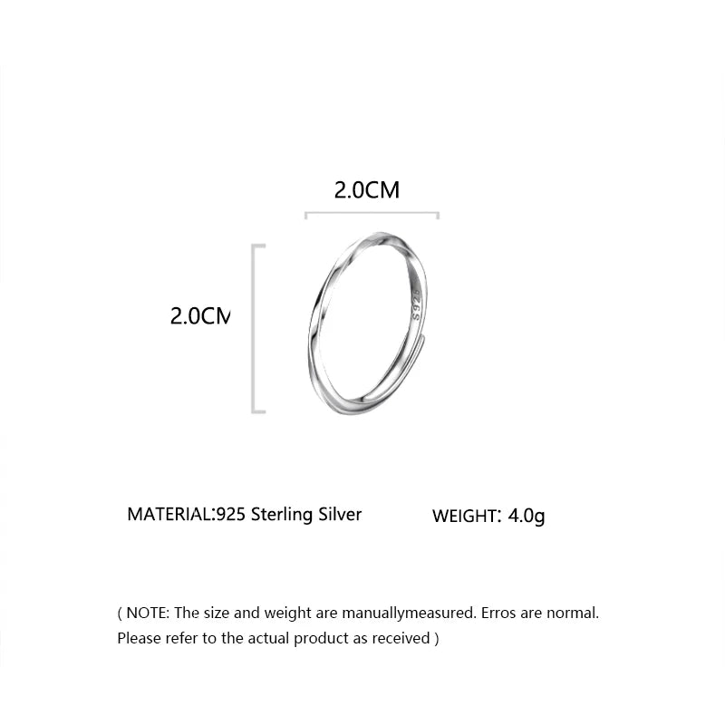 HOT 925 Sterling Silver Fine Plain Ring With Simple Opening Trendy And High-end Fashion Suitable For Women And Men's Jewelry