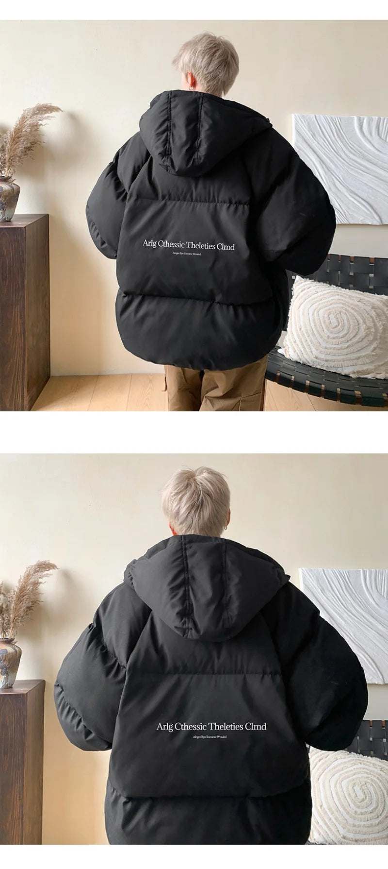 Winter Bread Jacket Winter for Men Fashion Warm Male Parkas Big Size Letter Print Men's Cotton Coat Oversize Men Clothing 2024