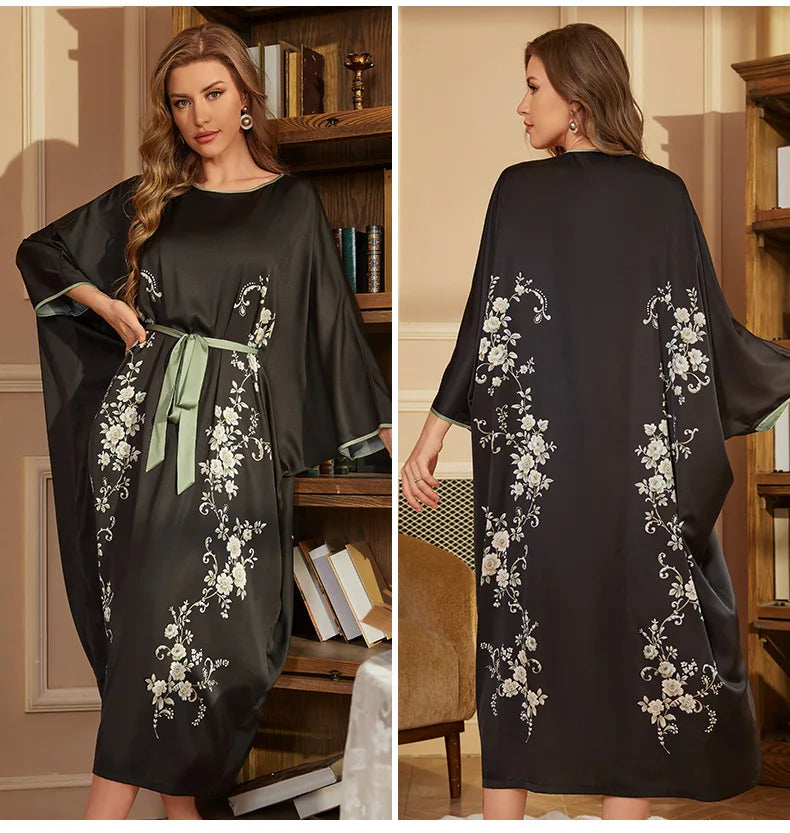 V-Neck Nightgown for Women Sleepwear Court Style Bathrobe Gown Nighties Loungewear Summer Nightdress Home Wear Outfits