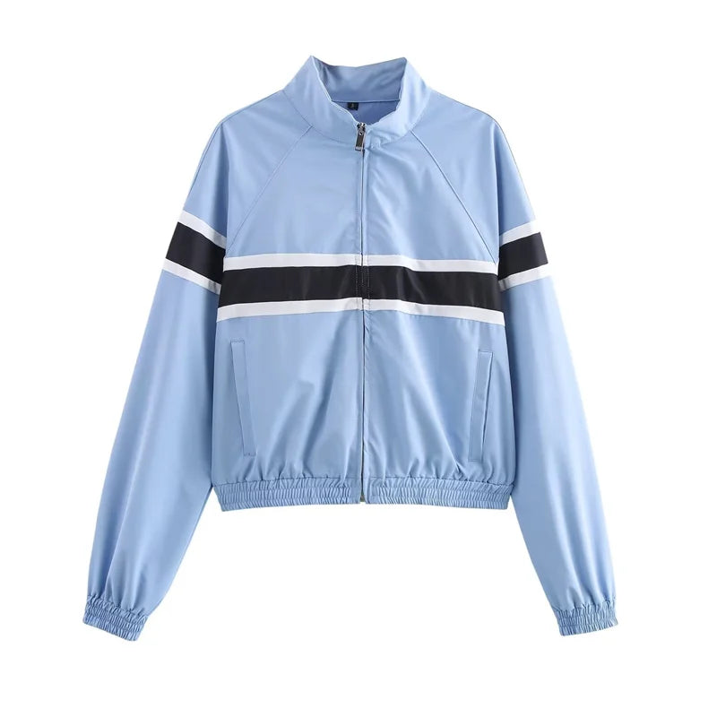 Women's Suit 2025 Autumn New Style Blue Long-Sleeve Striped Decorative Jacket and Pants Suit Casual Fashion Everyday Sports