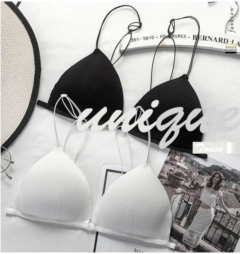 Women's underbra without underwire, thin and small bra for women, with a sexy front buckle and a beautiful back