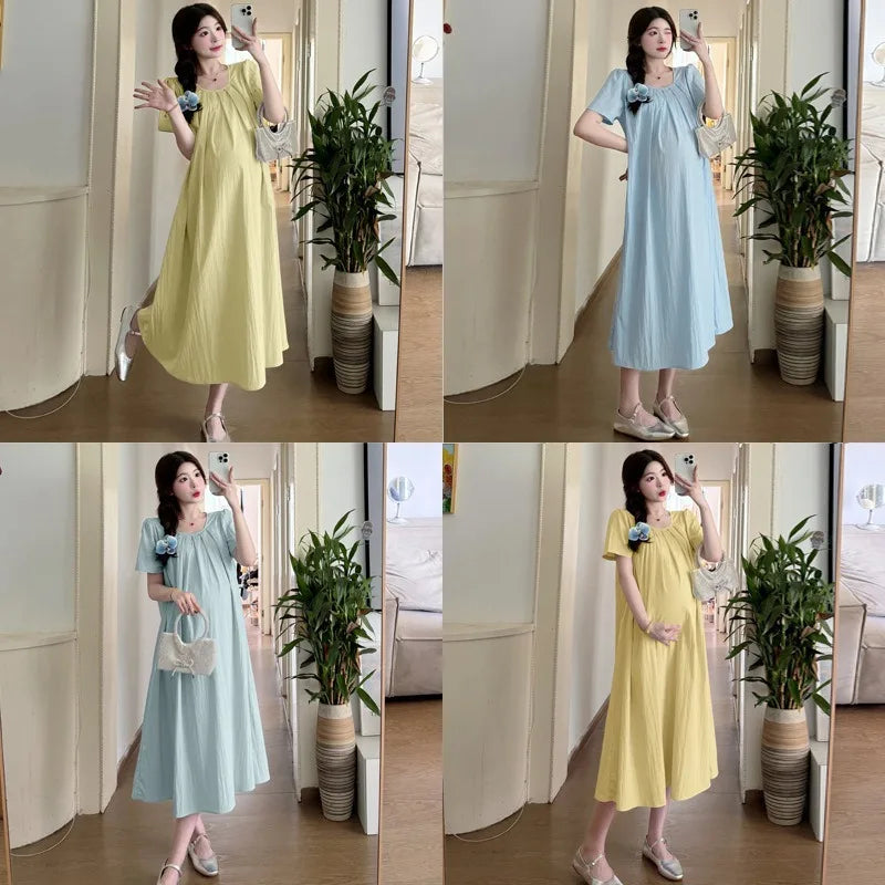 Elevate Your Summer Wardrobe: New Maternity Summer Dress Fashionable, Thin Long Dresses for Pregnant Women, Stay Cool in Style