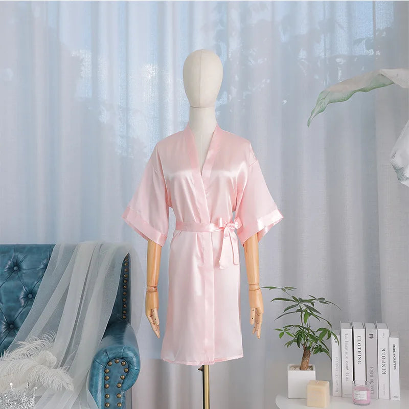 Kimono Robe Bride Bridesmaid Wedding Bathrobe Casual Women Sleepwear Nightgown Embroidery Letter Home Clothing Lingerie