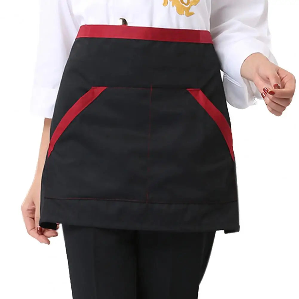 Kitchen Cooking Apron Unisex Striped Plaid Apron With Pocket Waterproof Men Women Waist Apron For Restaurant Bar Short Pinafore
