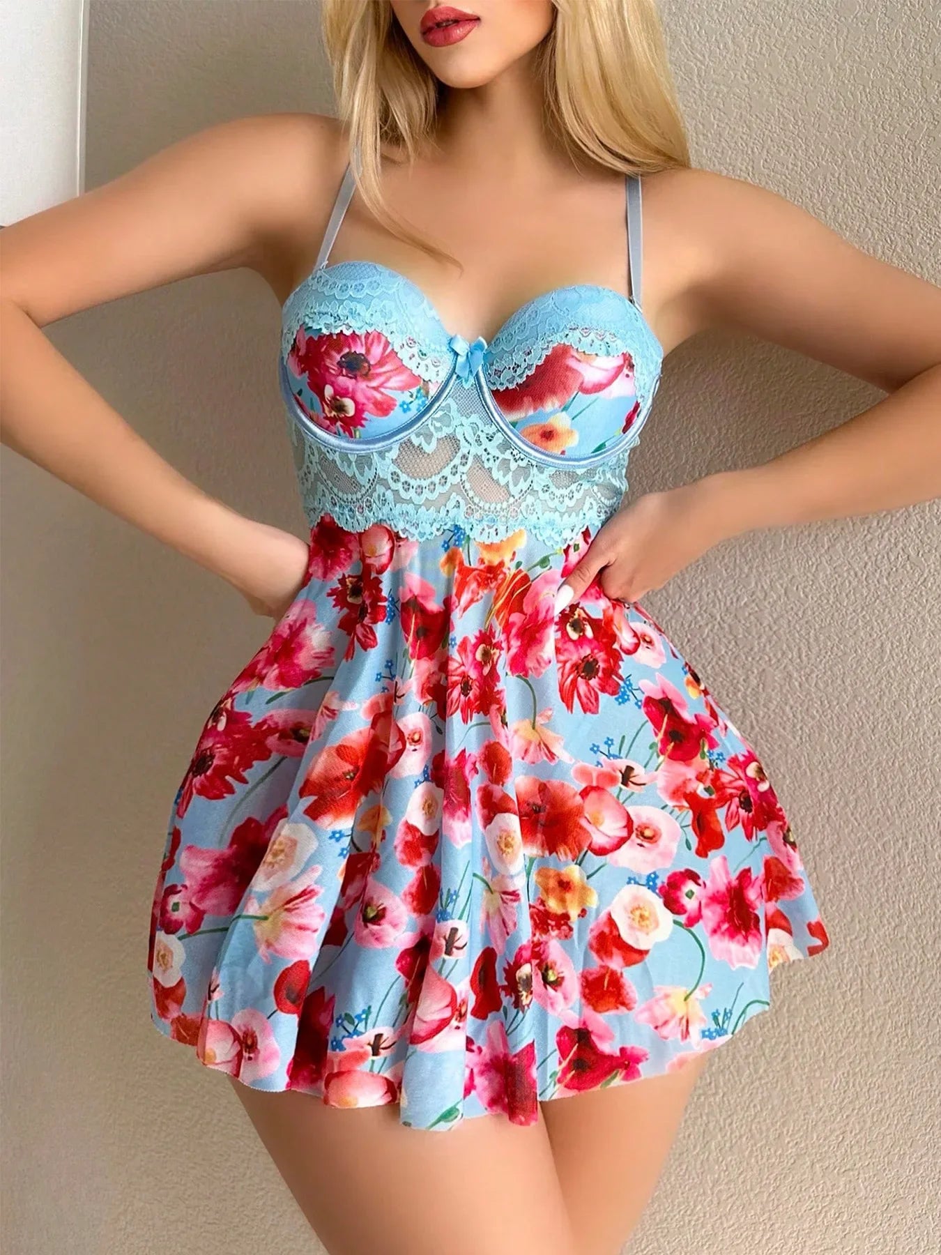 Sexy Nightgown Woman Print Floral Romantic Lingeries Attractive Sleepwear Summer Pajamas Intimate Babydoll New Dresses