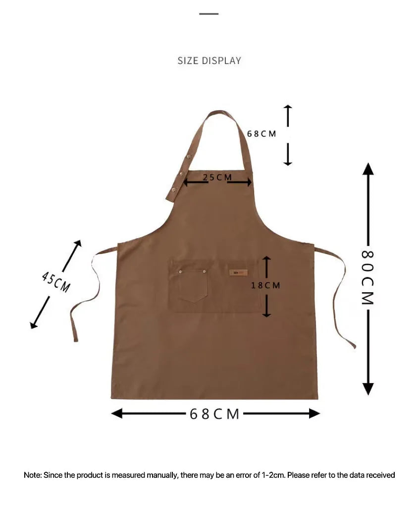 Kitchen Cooking Apron Female Male Pocket Adjustable Waterproof Thickened Apron Baking Bar Restaurant Cafe Working Clothes
