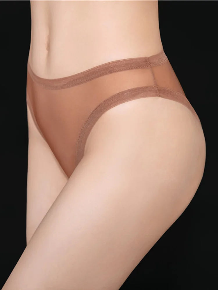 Women's Thin Transparent Panties Low Waist Sexy Briefs Breathable Naked Feeling Elastic Sheer Underwear Thong Exotic G-String