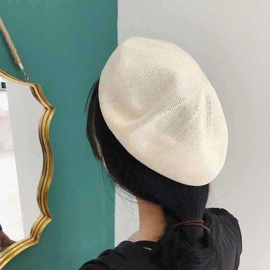 Summer Beret Hats For Women Flat Cap Knit 100% Cotton Hats Lady Girl Berets Hat Bone Female Tocas Painter Hat sun cap