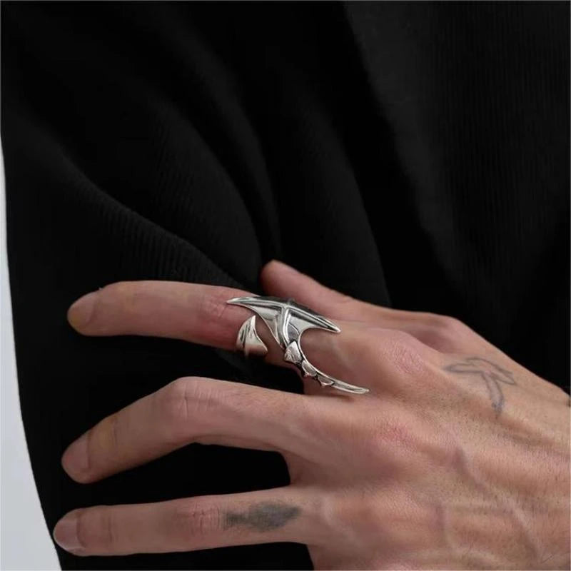 Personality Irregular Hyperbole Cyberpunk Gothic Hip Hop Punk Alien Ring Alloy Unisex Finger Rings Jewelry Costume Accessories