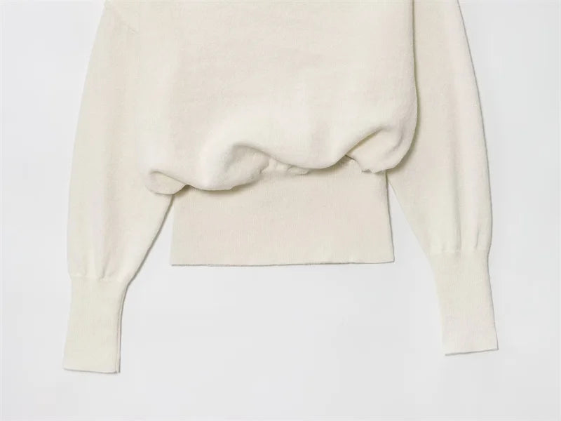 Women's sweater 2025 new American off-the-shoulder loose slim one-shoulder sweater spring and autumn fashion irregular top