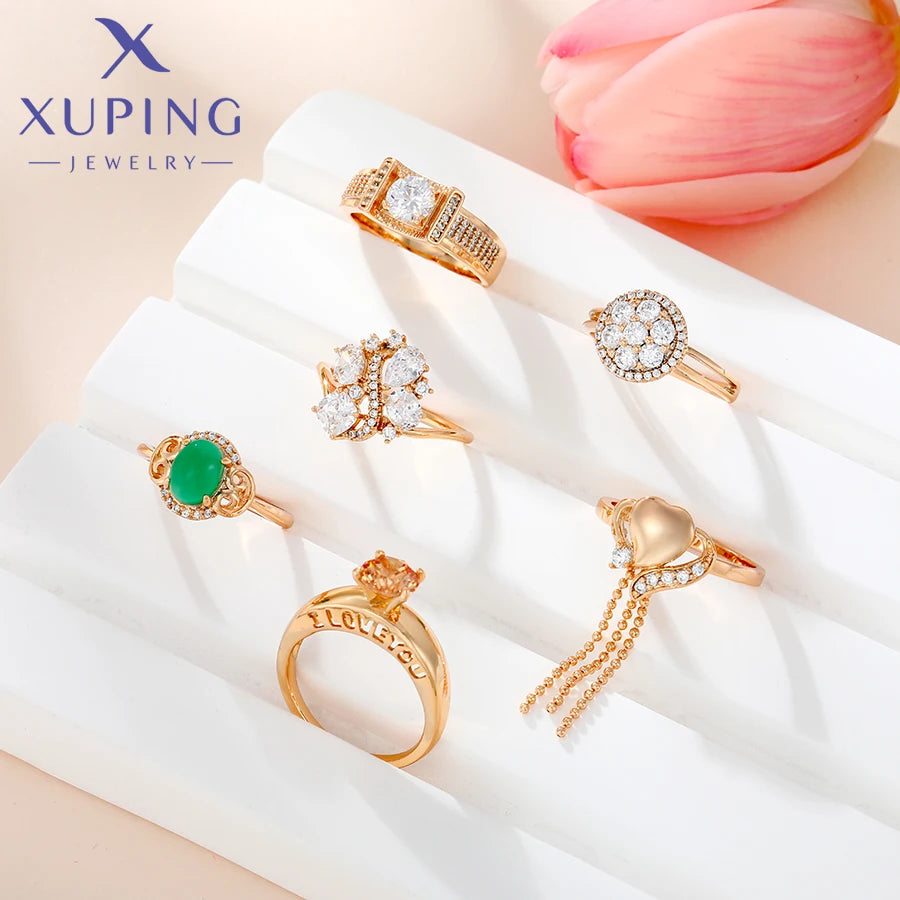 Xuping Jewelry Fashion Charm Mixed Rings Group Popular Rings for Women Gold Plated Party WeddingGift