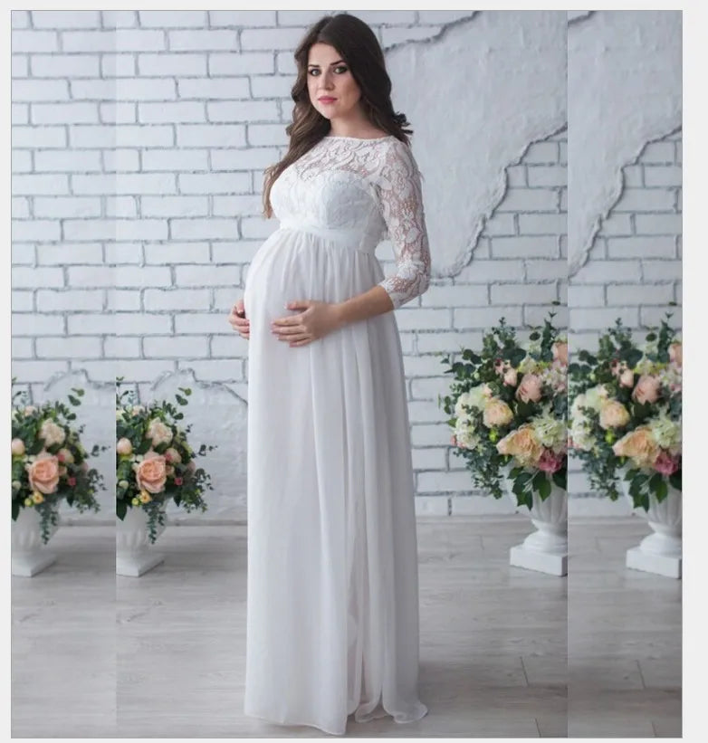 Maternity Dresses Photoshoot Lace Long Sleeve Dress For Pregnant Women Maternity Dress Baby Shower Dress For Evening Party Gown