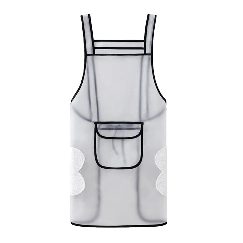 Kitchen Waterproof Apron Transparent Ladies Men Home Aprons Wipeable Oil Resistant Baking Accessories BBQ Restaurant Cafe Aprons