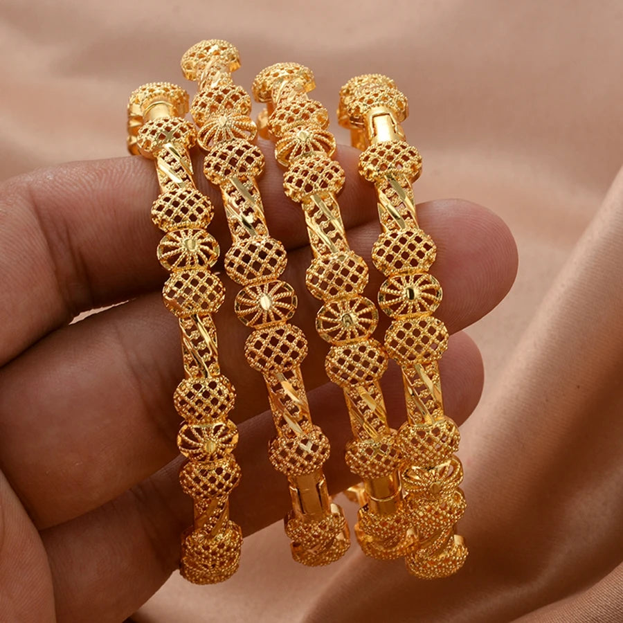Women bangles Middle Eastern Bangles Gold Color Arab Bracelets for Wife girls wedding jewelry