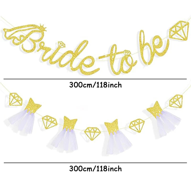 1set Rose Gold Glitter Bride to Be Banner Engagement Wedding Bridal Shower Bunting Garland Decor Bachelorette Hen Party Supplies